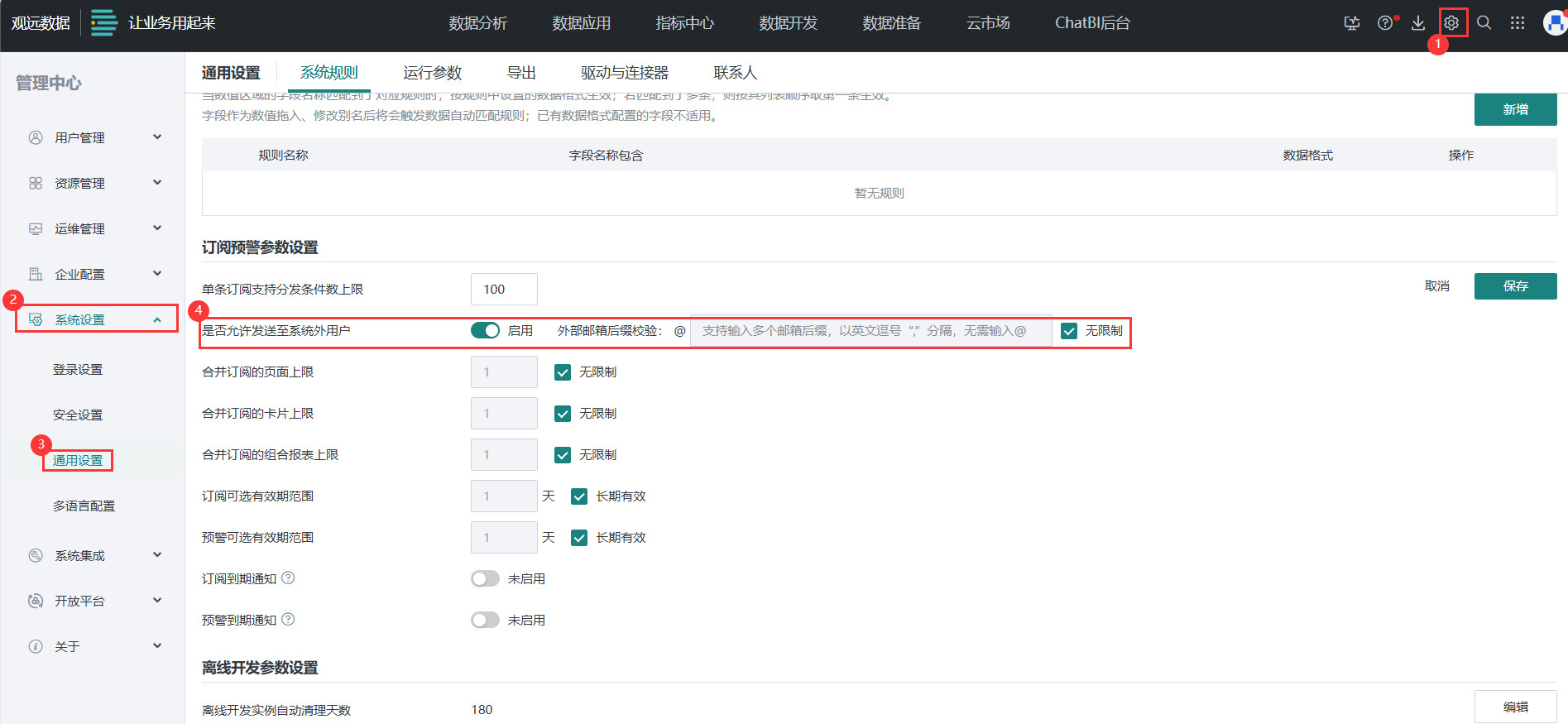 允许发送至系统外用户设置