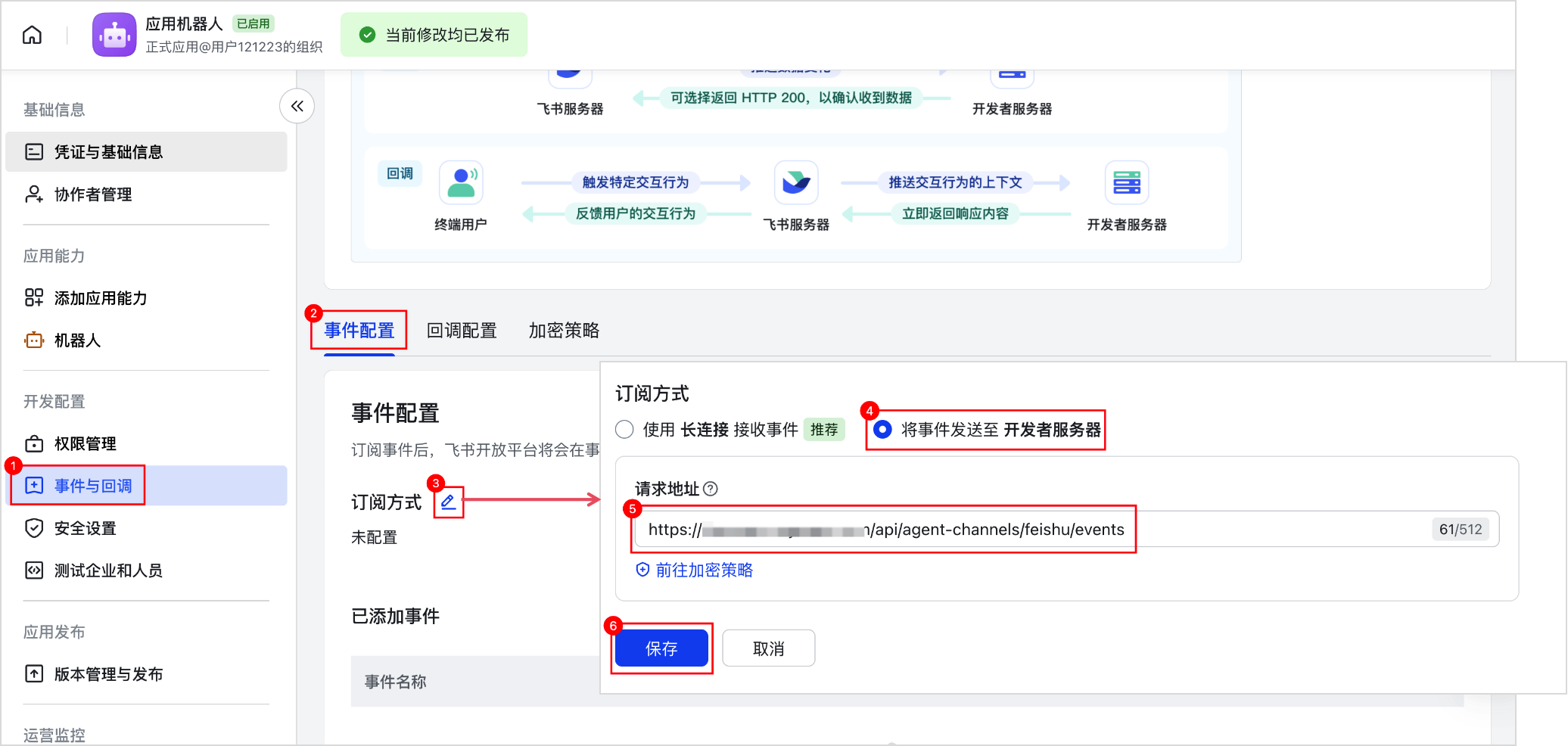 飞书事件与回调配置