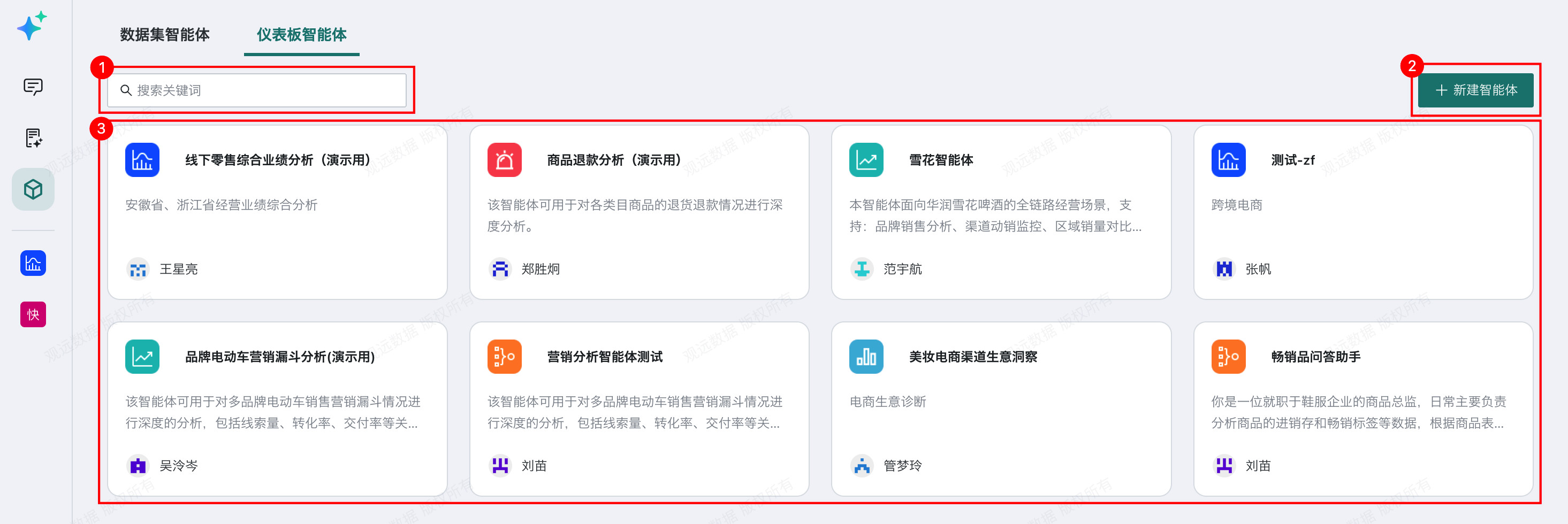 智能体管理总览页面
